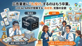 ローカルアームの基盤構築から内製化支援を表したイメージ。